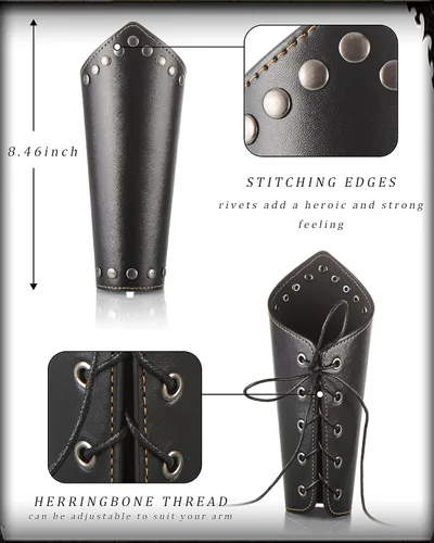 Vista 5 de Accesorios renacentistas para hombre, disfraz medieval vikingo, trajes de cinturón, capa de cuero, brazaletes vikingos para cosplay para hombre
