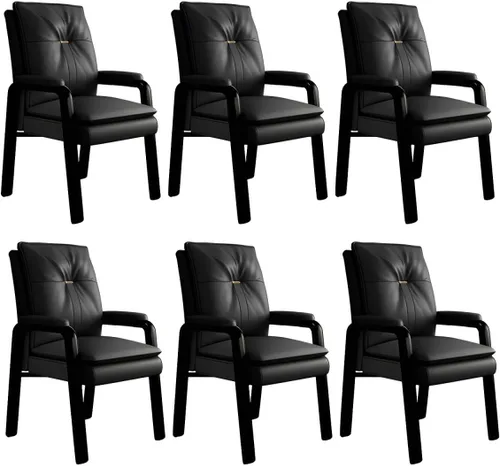 Vista 30 de PU Leather Conference Chair with Fixed Arms High-Back Ergonomic Mahjong Chair Chess Card Room Backrest Computer Chair Long-Term Sitting Mahjong