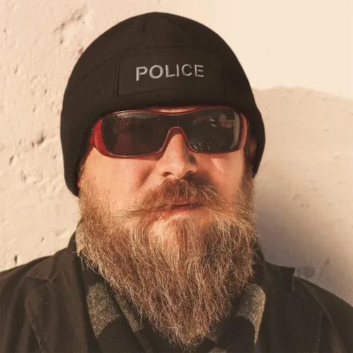 Vista 3 de Gorro de parche para hombres y mujeres estilo bloque de policía sombreros de invierno con diseño de calavera