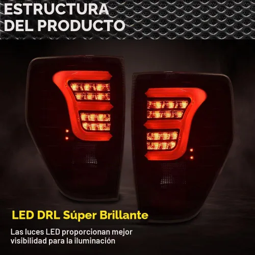 Vista 3 de GRAND ORANGE Conjunto de luces traseras LED completas compatibles con Ford F150 2009-2014, luces traseras de estacionamiento para el lado