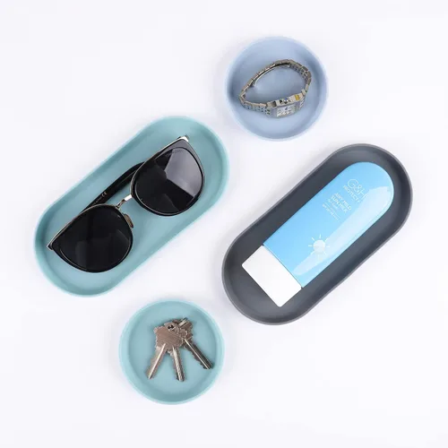 Vista 8 de BLUE GINKGO Mini Bandejas de Silicona – Juego de 6 Organizadores Fáciles de Limpiar para Baño, Cocina, Escritorio, Tocador y Cosméticos