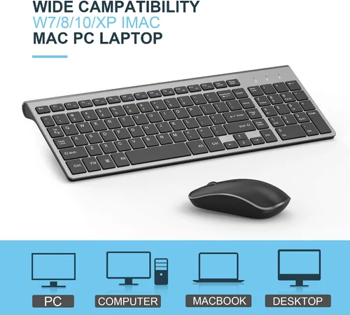 Vista 7 de JOYACCESS Combo de teclado y mouse inalámbricos, 2.4G compacto y ultra delgado teclado inalámbrico y mouse para Windows, computadora, escritorio