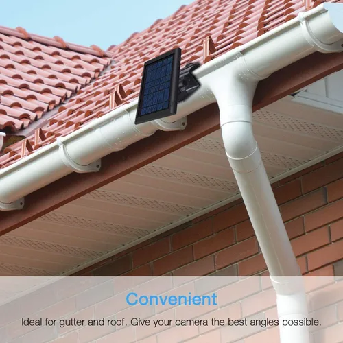 Vista 3 de Soporte de canalón para panel solar de anillo, soporte de panel solar OkeMeeo compatible con panel solar Arlo, Eufy, Reolink para una máxima negro