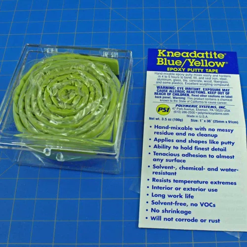 Vista 2 de Kneadatite cinta epoxi, masilla, azul o amarilla, 36 pulgadas 2 "Green Stuff