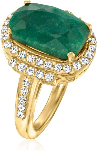 Vista 3 de Ross-Simons Anillo de esmeralda de 7.50 quilates con diamantes de .69 qt. t. w en oro de 18 quilates sobre plata esterlina