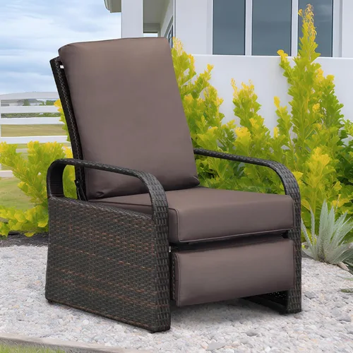 Vista 8 de Skypatio Cojín reclinable para todo tipo de clima, cojín impermeable de repuesto para silla de patio (marrón)