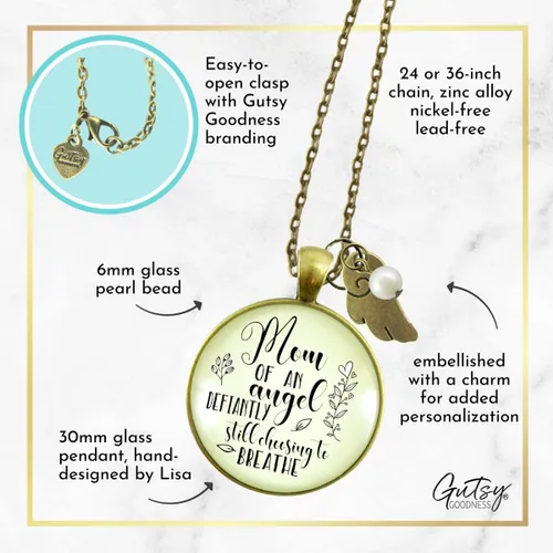 Vista 35 de Gutsy Goodness Miscarriage Necklace Comforting Sentimental Handmade Jewelry For Mom - Pendant, Message Card, Keepsake Gift Box