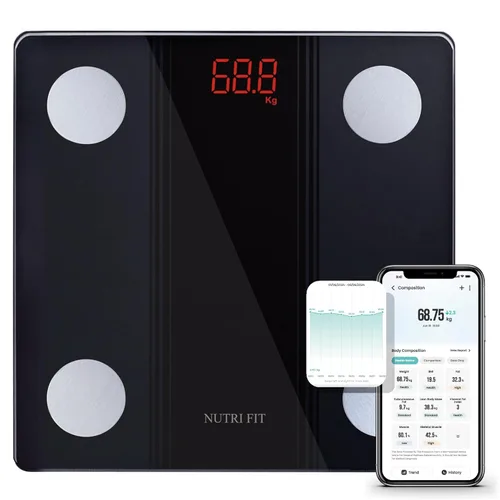 Vista 10 de NUTRI FIT Báscula digital de baño para pérdida de peso, 50g/0.1lb de discrepancia, pantalla LCD retroiluminada transparente y tecnología de paso