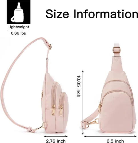 Vista 154 de Telena Riñonera pequeña para mujer, de cuero, cangureras, bolsa de pecho para mujer