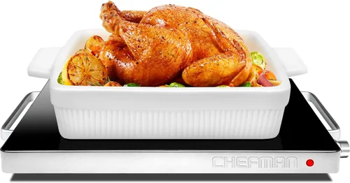 Vista 9 de Chefman Servidor de buffet eléctrico + bandeja de calentamiento con temperatura ajustable y 3 platos calentadores, placa caliente perfecta