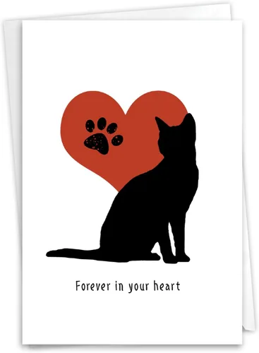 Vista 9 de NobleWorks Tarjeta de felicitación de condolencias para mascotas con sobre de 5 x 7 pulgadas (1 tarjeta) Furever In Our Heart - Cat C10066BPSG
