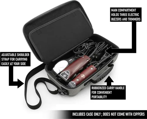 Vista 6 de CASEMATIX Estuche para cortapelos con capacidad para tres cortadoras eléctricas, timbres de pelo, recortadoras, rematadores en T, estuche de viaje