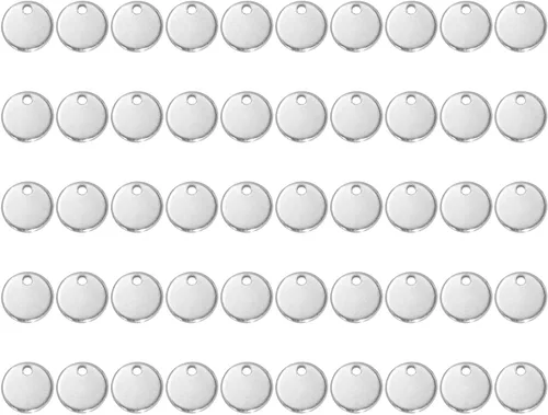 Vista 9 de Shapenty Dijes pequeños y redondos de acero inoxidable para estampado en blanco, mini discos para pulseras, aretes, collares, dijes, joyería