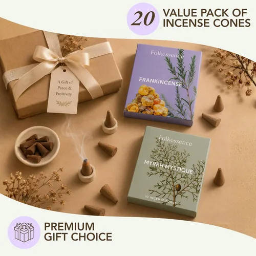 Vista 7 de Folkulture Conos de incienso premium e incienso y mirra - Juego de 2 (20 conos)