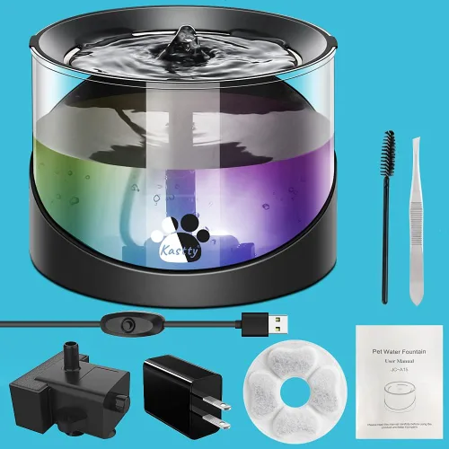 Vista 7 de Kastty Fuente de agua para gatos, fuente de agua para gatos en interiores, dispensador de agua para gatos de 2.2 L/74 onzas, súper silenciosa, bomba
