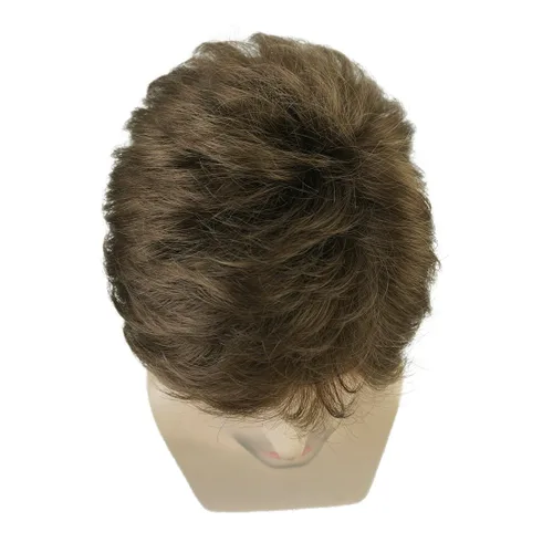 Vista 7 de Lydell Peluca de cabello sintético sintético corto natural para hombres (marrón ceniza medio)