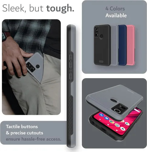 Vista 6 de TUDIA DualShield Grip - Funda protectora diseñada para BLU S91 Pro 2022, [MergeGrip] a prueba de golpes, de grado militar, delgada, de doble capa