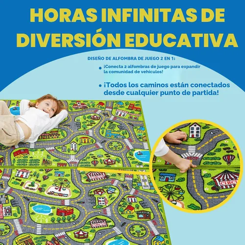 Vista 3 de JOYIN Alfombras de juego para niños, alfombra de vida urbana, alfombra duradera para juegos de simulación de ciudad, alfombra para niños pequeños