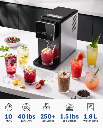 Vista 3 de Nugget Ice Maker Encimera One-Touch Auto Drop Slim 40lbs/24h