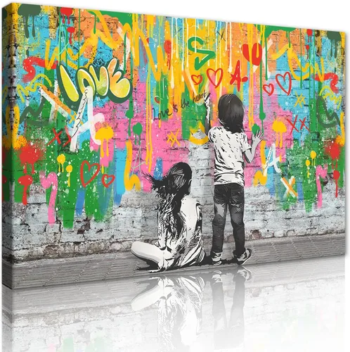 Vista 21 de Arte de pared de graffiti colorido póster impreso en lienzo creativo y moderno, pintura de graffiti de niña nunca te rindas, imágenes inspiradoras