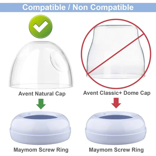 Vista 4 de Tapones de cúpula Maymom, anillos de rosca, discos de sellado compatibles con botellas naturales Avent, botellas de PP; no incluye tetina. Convierta