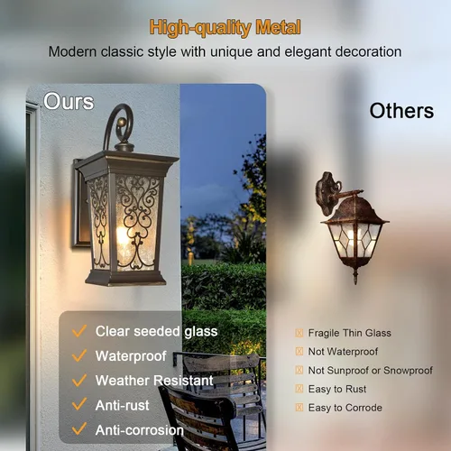 Vista 5 de ALVIME - Lámparas de pared para exteriores, accesorios de iluminación exterior de bronce aceitado de 14 pulgadas, luces impermeables
