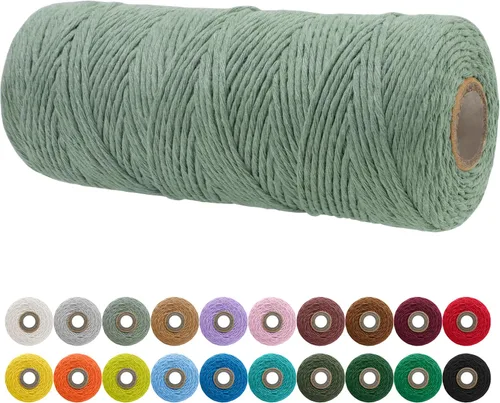 Vista 42 de JeogYong Cordón de macramé de un solo hilo 3 mm x 109 yardas (328 pies) Cuerda de algodón suave Hilo de macramé de 3 mm, suministros de macramé