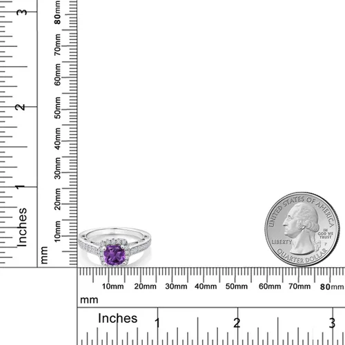 Vista 4 de Gem Stone King Anillo de compromiso de plata de ley 925 de 0.236 in con piedra natal y zafiro blanco creado con acento Anillo de compromiso