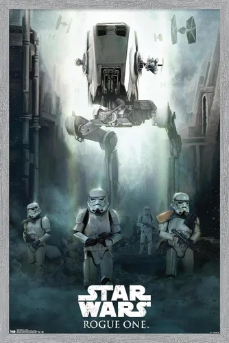 Vista 16 de Trends International Star Wars: Rogue One - Póster de pared de asedio, 14.725 x 22.375 pulgadas, versión enmarcada de madera de granero