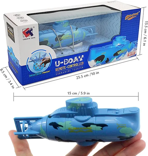 Vista 6 de Tipmant Mini RC Submarino Juguetes de Control Remoto Barco Eléctrico Natación Buceo Tanque de peces Tubo de agua Niños Regalos de cumpleaños (azul)