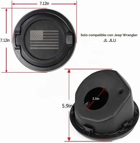 Vista 5 de Savadicar Cubierta de tapa de gasolina, puerta del tanque de combustible para Jeep Wrangler JL JLU 2018-2024 2/4 puertas, construcción de ABS +