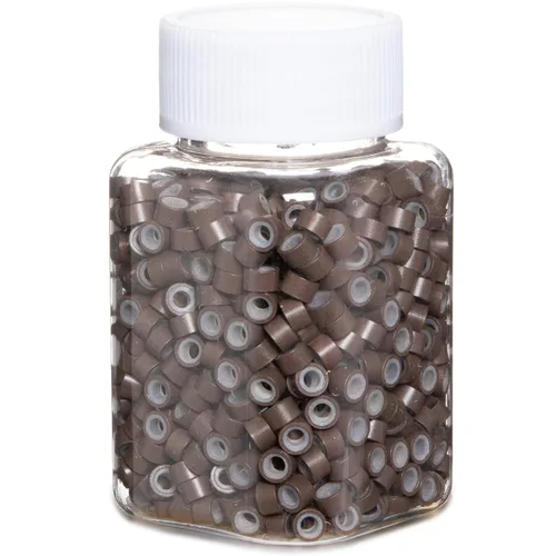 Vista 20 de Anillas de microenlace de 4 mm con forro de silicona, cuentas de oropel para extensiones de pelo, 300 unidades, color negro