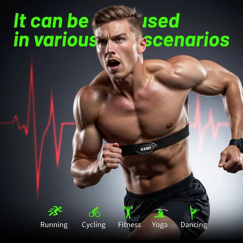 Vista 3 de EZON Heart Rate Monitor Chest Strap, Bluetooth 5.1 & ANT+ Sensor, 3ATM Waterproof, Compatible with Garmin, Wahoo, Polar, Strava for Running