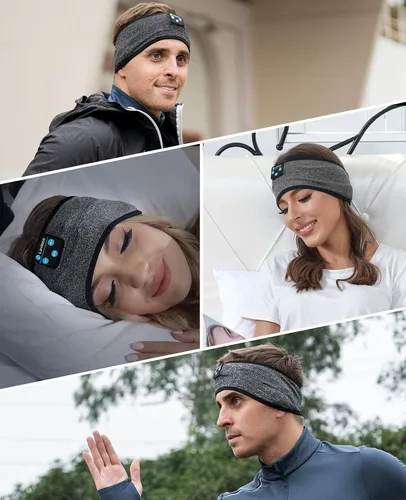 Vista 5 de Auriculares para dormir, audífonos para dormir, auriculares con diadema Bluetooth, cómodos auriculares para dormir de lado con altavoces estéreo