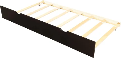 Vista 8 de Cama de plataforma con nido, marco de cama individual de madera minimalista y elegante, montaje simple y aspecto retro (espresso)