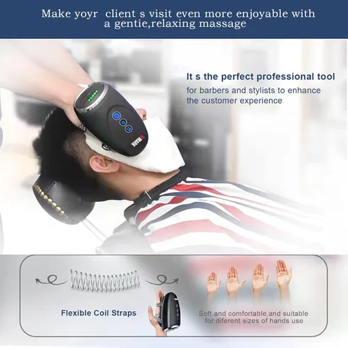 Vista 5 de WMARK Masajeador de peluquero/masajeador de mano inalámbrico, carga para cuello/piernas/mano/masajeador facial, 2 nodos de masaje 2600 AMH, negro