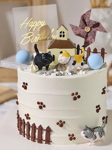 Vista 2 de 9 piezas de lindas figuritas en miniatura de gatos, adorable diseño de jardín de hadas, lindos gatitos para jardín del hogar, lindos cupcakes