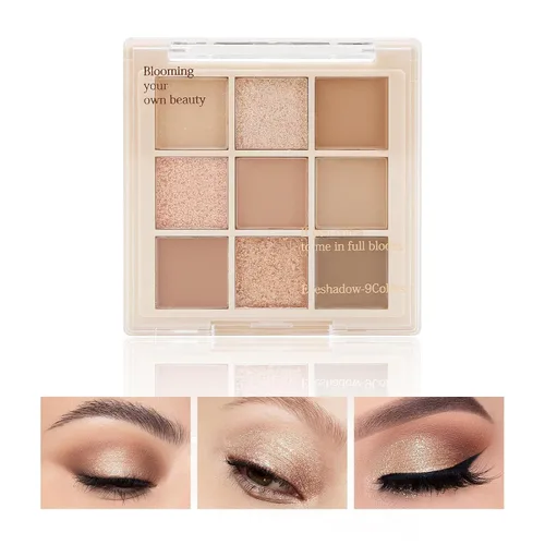 Vista 25 de Boobeen Paleta de sombras de ojos nude – maquillaje mate y brillante, polvo cremoso altamente pigmentado para sombra de ojos, crea un aspecto