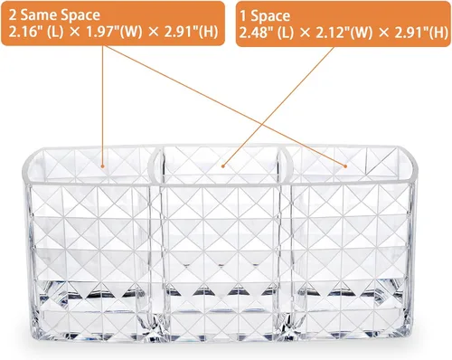 Vista 3 de MOSIKER Soporte para brochas de maquillaje para tocador, acrílico transparente, pequeño, compacto, delineador de labios, delineador de labios