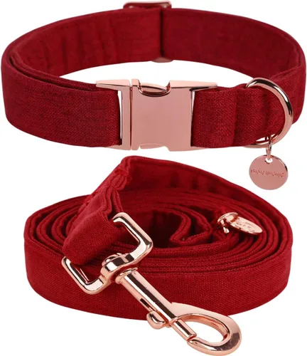 Vista 8 de DOGWONG Collar y correa de algodón para perro, collar para mascotas, suave, duradero, básico, para perros pequeños, medianos y grandes Negro