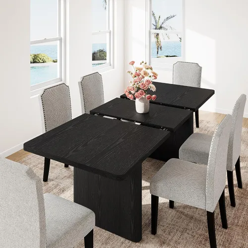 Vista 19 de GarveeHome 63" Long Oval Dining Table with Wooden Base for 4-6 People