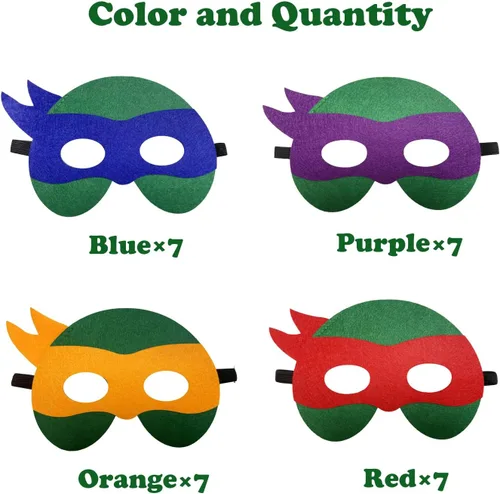 Vista 2 de Paquete de 28 máscaras de tortugas para niños, máscara de tortugas, suministros de fiesta de cosplay, máscaras de fiesta, disfraces de tortugas