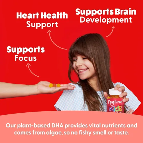 Vista 6 de Gomas DHA de Omega para niños de Feel Great Vitamins con Omega 3 6 9, Vitamina C Apoya la función cerebral saludable, la visión y la salud