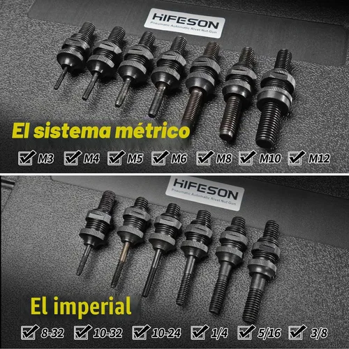 Vista 2 de Herramienta Neumática de Tuerca Remachadora Hidráulica de Servicio Pesado, Kit de Herramienta de Pistola de Tuerca Remachadora Neumática Automática