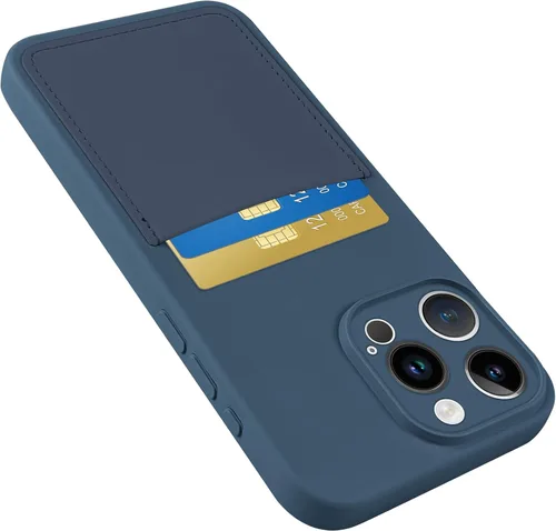 Vista 22 de Funda diseñada para iPhone 15 Pro con tarjetero para mujeres y hombres, cubierta de silicona suave [forro de microfibra], protección completa