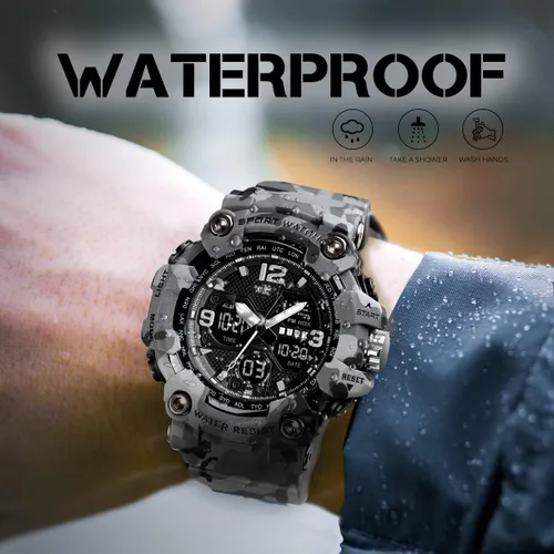 Vista 4 de BURK 1742 Men's Watches Multifunction Watch Men Sports Wristwatches Military Shockproof Fashion Digital Waterproof