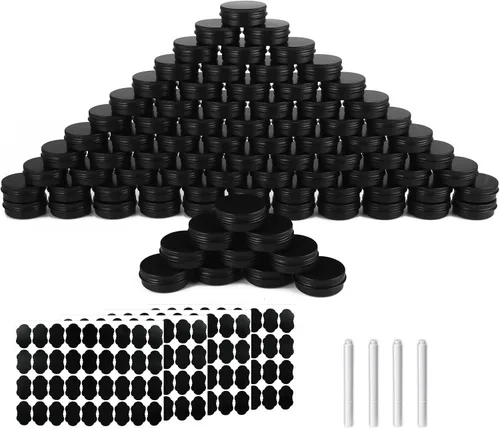 Vista 7 de OBKJJ 102PK latas de aluminio vacías 1oz tapa de tornillo bálsamo vela DIY Dorado
