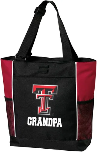 Vista 13 de Broad Bay Official Texas Tech Tote Bag Zippered Carryall Red Raiders Logo, 600D Canvas, Adjustable Handles, Front Pocket, Side Mesh Pockets, Work