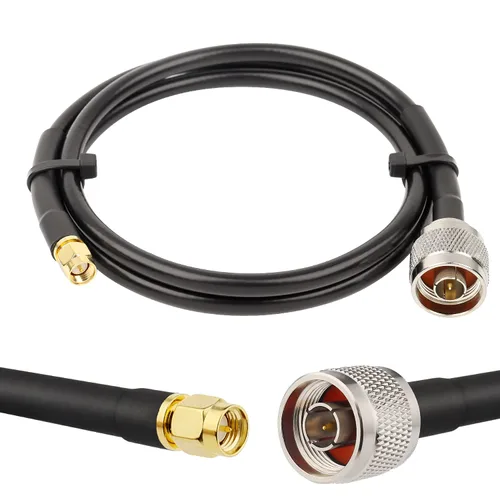 Vista 8 de MOOKEERF 2 piezas de cable N macho a SMA macho 1 pie, cable SMA a N de 50 ohmios de baja pérdida ultra KMR240 coaxial para enrutador WiFi, receptor