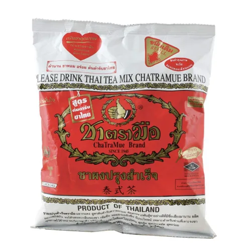 Vista 8 de Mezcla de té tailandés (Number-One) Marca Cha Tra Mue, mezcla de té tailandés original de Tailandia, perfecta para preparar té helado tailandés